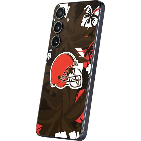 NFL Cleveland Browns Tropical Print Galaxy S25 Skin